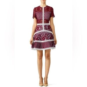 Alexis Rustikan Burgundy and Baby Blue Lace Mini Dress